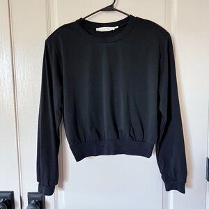 ASTR The Label Women's Volume Sweatshirt Long Sleeve Black Shirt Size Medium